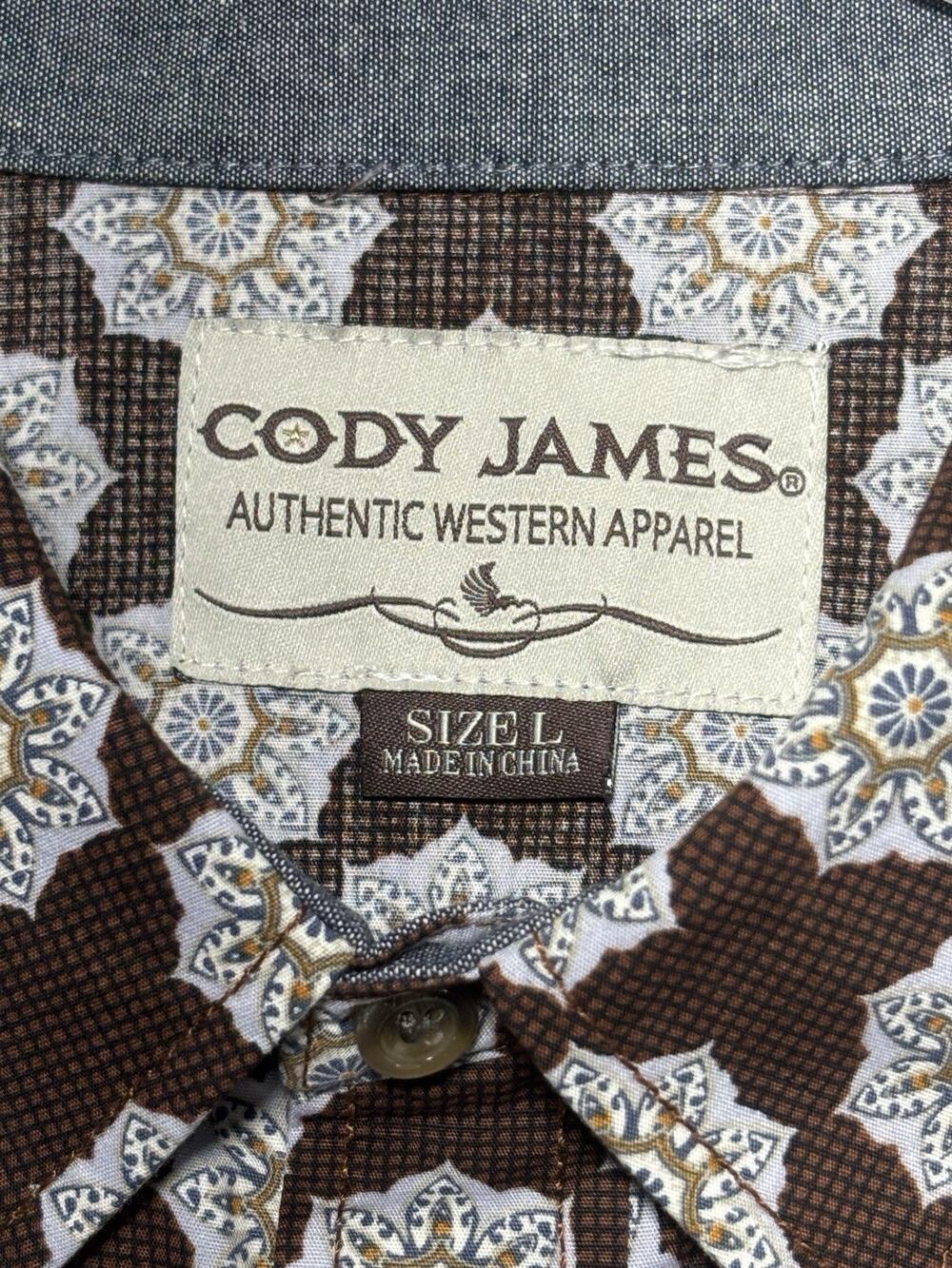 Cody James Western Shirt Mens Large Brown Geometric Print Pearl Snap NWT